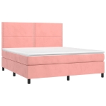 Letto a Molle con Materasso e LED Rosa 160x200 cm in Velluto