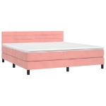 Letto a Molle con Materasso e LED Rosa 160x200 cm in Velluto