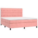 Letto a Molle con Materasso e LED Rosa 160x200 cm in Velluto