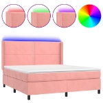 Letto a Molle con Materasso e LED Rosa 160x200 cm in Velluto