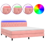 Letto a Molle con Materasso e LED Rosa 160x200 cm in Velluto