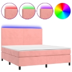 Letto a Molle con Materasso e LED Rosa 160x200 cm in Velluto