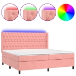 Letto a Molle con Materasso e LED Rosa 160x200 cm in Velluto