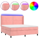 Letto a Molle con Materasso e LED Rosa 180x200 cm in Velluto