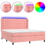 Letto a Molle con Materasso e LED Rosa 180x200 cm in Velluto