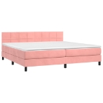 Letto a Molle con Materasso e LED Rosa 200x200 cm in Velluto