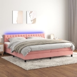 Letto a Molle con Materasso e LED Rosa 200x200 cm in Velluto