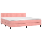 Letto a Molle con Materasso e LED Rosa 200x200 cm in Velluto