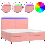 Letto a Molle con Materasso e LED Rosa 200x200 cm in Velluto