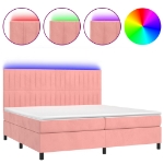 Letto a Molle con Materasso e LED Rosa 200x200 cm in Velluto