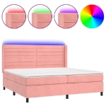 Letto a Molle con Materasso e LED Rosa 200x200 cm in Velluto