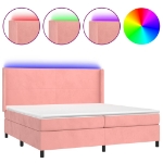 Letto a Molle con Materasso e LED Rosa 200x200 cm in Velluto