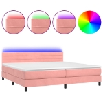 Letto a Molle con Materasso e LED Rosa 200x200 cm in Velluto