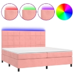 Letto a Molle con Materasso e LED Rosa 200x200 cm in Velluto