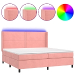 Letto a Molle con Materasso e LED Rosa 200x200 cm in Velluto