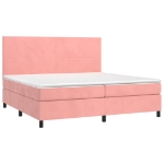 Letto a Molle con Materasso e LED Rosa 200x200 cm in Velluto