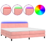 Letto a Molle con Materasso e LED Rosa 200x200 cm in Velluto