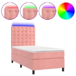 Letto a Molle con Materasso e LED Rosa 80x200 cm in Velluto