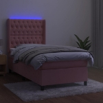 Letto a Molle con Materasso e LED Rosa 80x200 cm in Velluto