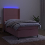 Letto a Molle con Materasso e LED Rosa 80x200 cm in Velluto