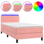 Letto a Molle con Materasso e LED Rosa 80x200 cm in Velluto