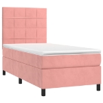 Letto a Molle con Materasso e LED Rosa 90x190 cm in Velluto