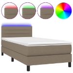 Letto a Molle con Materasso e LED Tortora 100x200cm in Tessuto