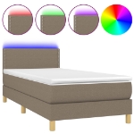 Letto a Molle con Materasso e LED Tortora 100x200cm in Tessuto