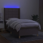 Letto a Molle con Materasso e LED Tortora 100x200cm in Tessuto