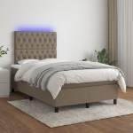 Letto a Molle con Materasso e LED Tortora 120x200cm in Tessuto