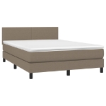 Letto a Molle con Materasso e LED Tortora 140x190 cm in Tessuto