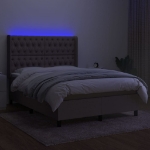 Letto a Molle con Materasso e LED Tortora 140x190 cm in Tessuto