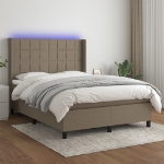 Letto a Molle con Materasso e LED Tortora 140x190 cm in Tessuto