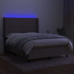 Letto a Molle con Materasso e LED Tortora 140x200 cm in Tessuto