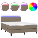 Letto a Molle con Materasso e LED Tortora 140x200 cm in Tessuto