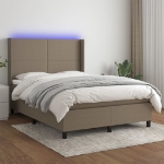 Letto a Molle con Materasso e LED Tortora 140x200 cm in Tessuto