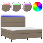 Letto a Molle con Materasso e LED Tortora 160x200 cm in Tessuto