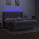 Letto a Molle con Materasso e LED Tortora 160x200 cm in Tessuto