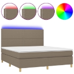 Letto a Molle con Materasso e LED Tortora 160x200 cm in Tessuto