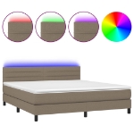 Letto a Molle con Materasso e LED Tortora 160x200 cm in Tessuto