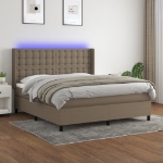 Letto a Molle con Materasso e LED Tortora 180x200 cm in Tessuto