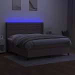 Letto a Molle con Materasso e LED Tortora 180x200 cm in Tessuto