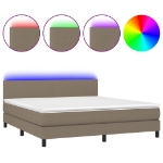 Letto a Molle con Materasso e LED Tortora 180x200 cm in Tessuto