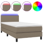 Letto a Molle con Materasso e LED Tortora 80x200 cm in Tessuto