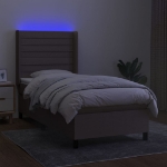 Letto a Molle con Materasso e LED Tortora 80x200 cm in Tessuto