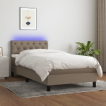 Letto a Molle con Materasso e LED Tortora 80x200 cm in Tessuto