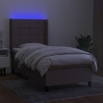 Letto a Molle con Materasso e LED Tortora 80x200 cm in Tessuto