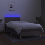 Letto a Molle con Materasso e LED Tortora 90x190 cm in Tessuto