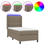 Letto a Molle con Materasso e LED Tortora 90x190 cm in Tessuto