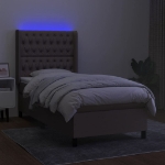 Letto a Molle con Materasso e LED Tortora 90x190 cm in Tessuto